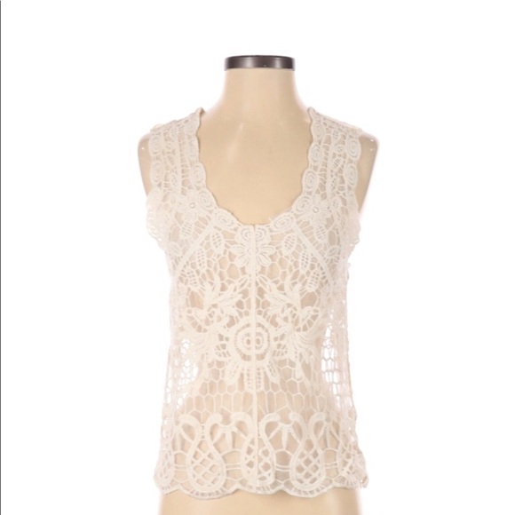Flying Tomato Tops - Flying Tomato medium cream lace summer blouse